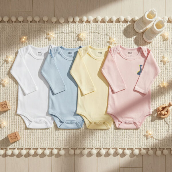 bodysuit embroidered long sleeve pack of 3 - MOkids baby bodysuits Egypt