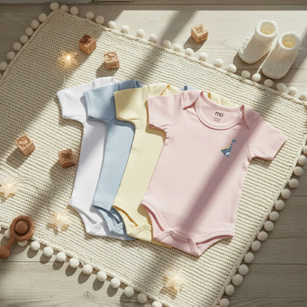 bodysuit embroidered short sleeve pack of 2 - MOkids baby bodysuits Egypt