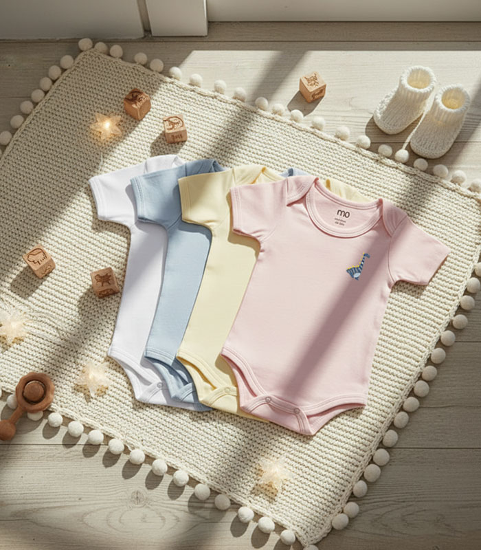 bodysuit embroidered short sleeve pack of 2 - MOkids baby bodysuits Egypt