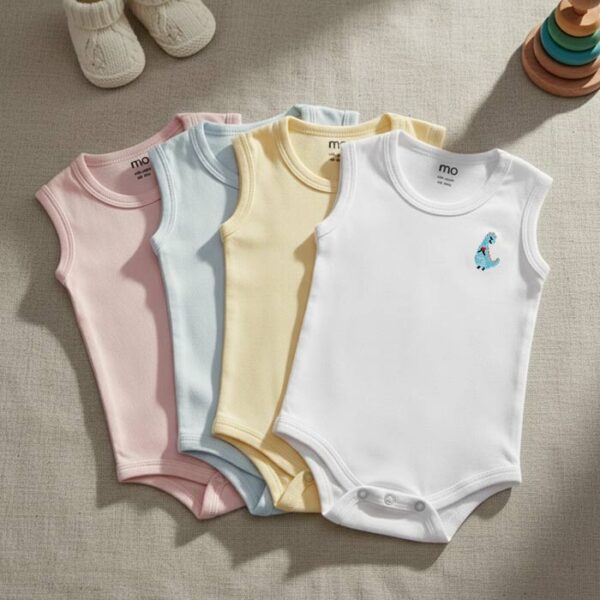 bodysuit embroidered sleeveless pack of 2 - MOkids baby bodysuits Egypt