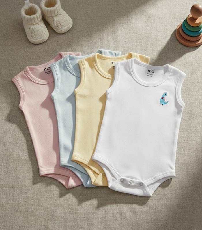 bodysuit embroidered sleeveless pack of 2 - MOkids baby bodysuits Egypt